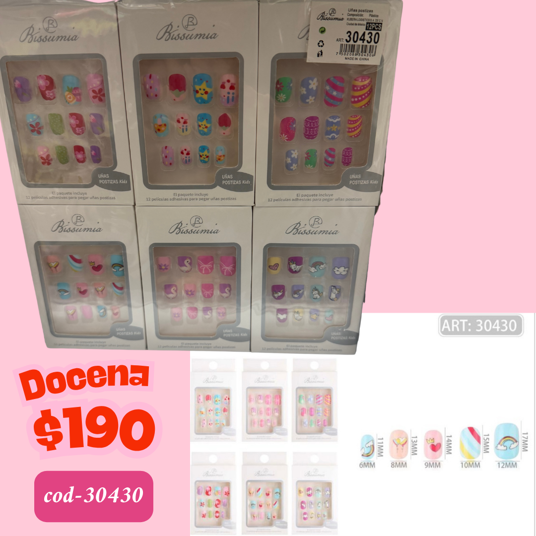 uñas infantiles, docena, codigo 30430