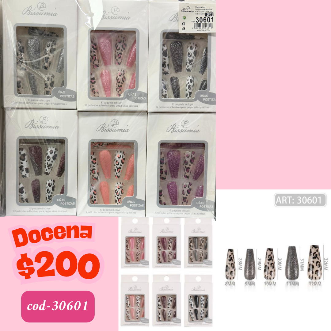 Uña animal print, docena, codigo 30601