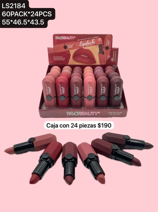 caja de 24 labiales matte, codigo ls2184