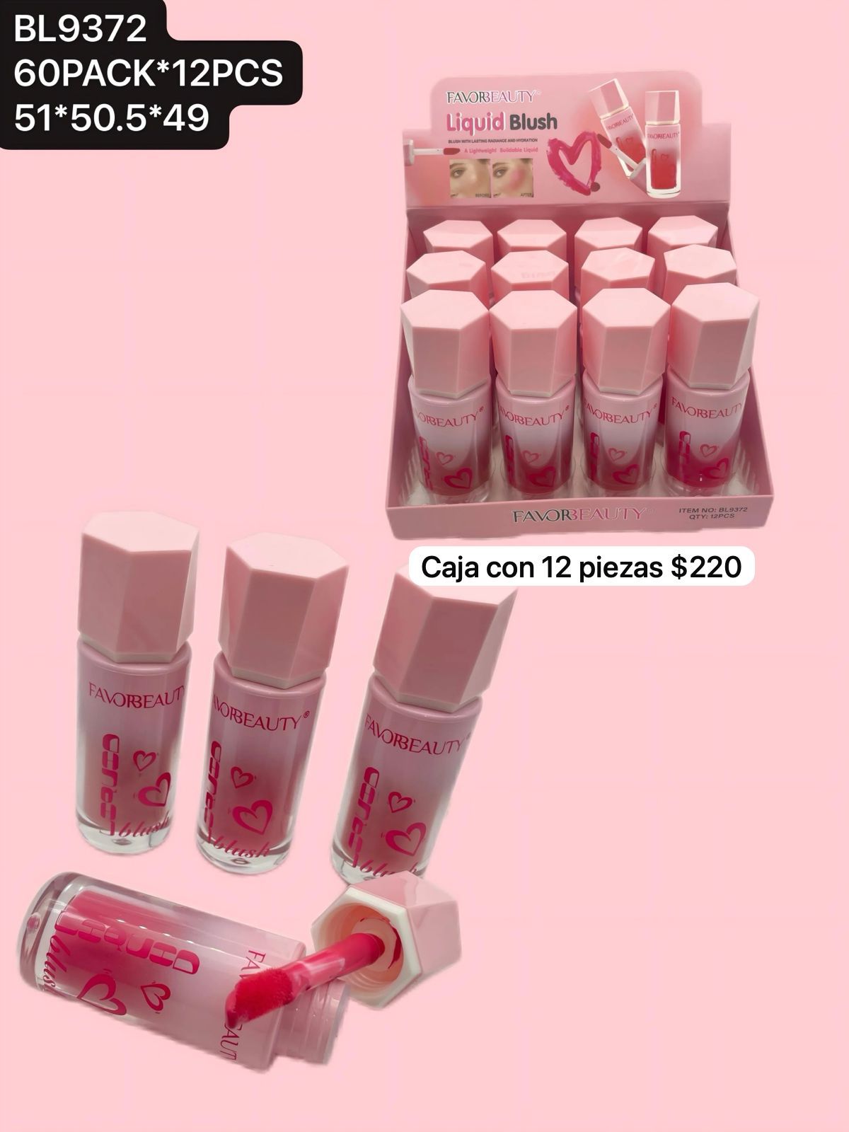 caja con 12 rubores  líquidos, codigo bl9372