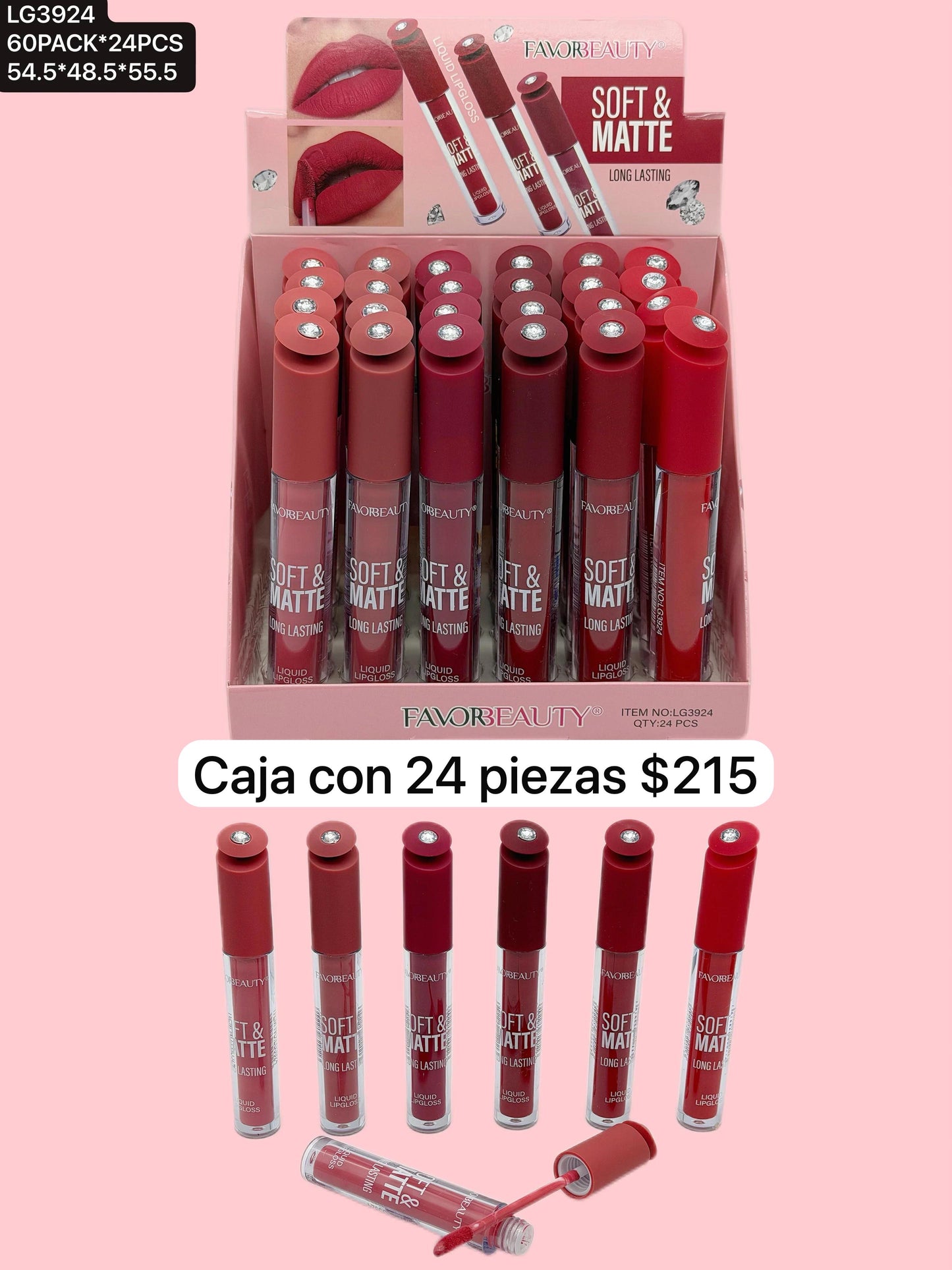 caja con 24 labiales, codigo lg3924