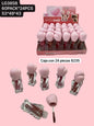 labial liquido con tapa de corazon, caja con 24 piezas, codigo lg3858