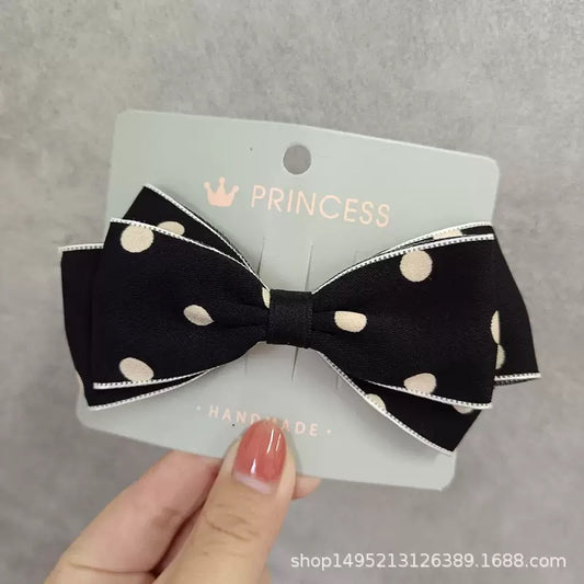 moño corto blanco y negro de puntos, codigo a284