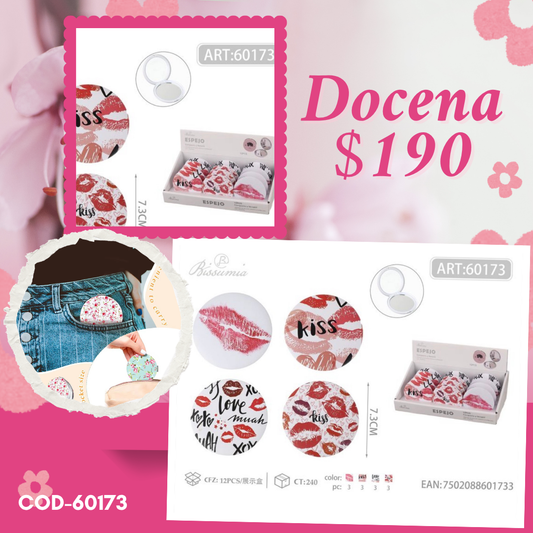 Espejo de bolsillo kisses, docena, codigo 60173