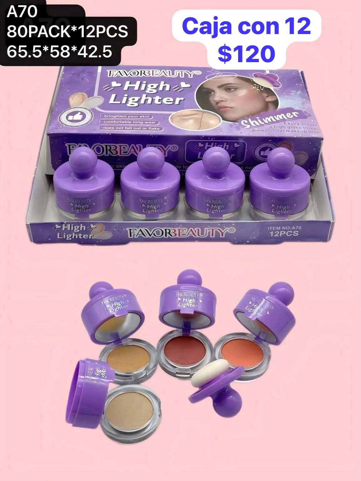caja con 12 iluminadores, codigo a70