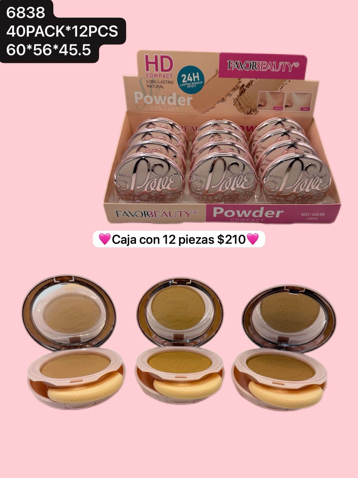polvo compacto, caja con 12 piezas, codigo 6838