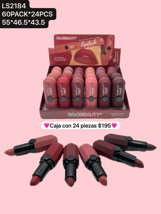 caja con 24 labiales en barra mates codigo ls2184