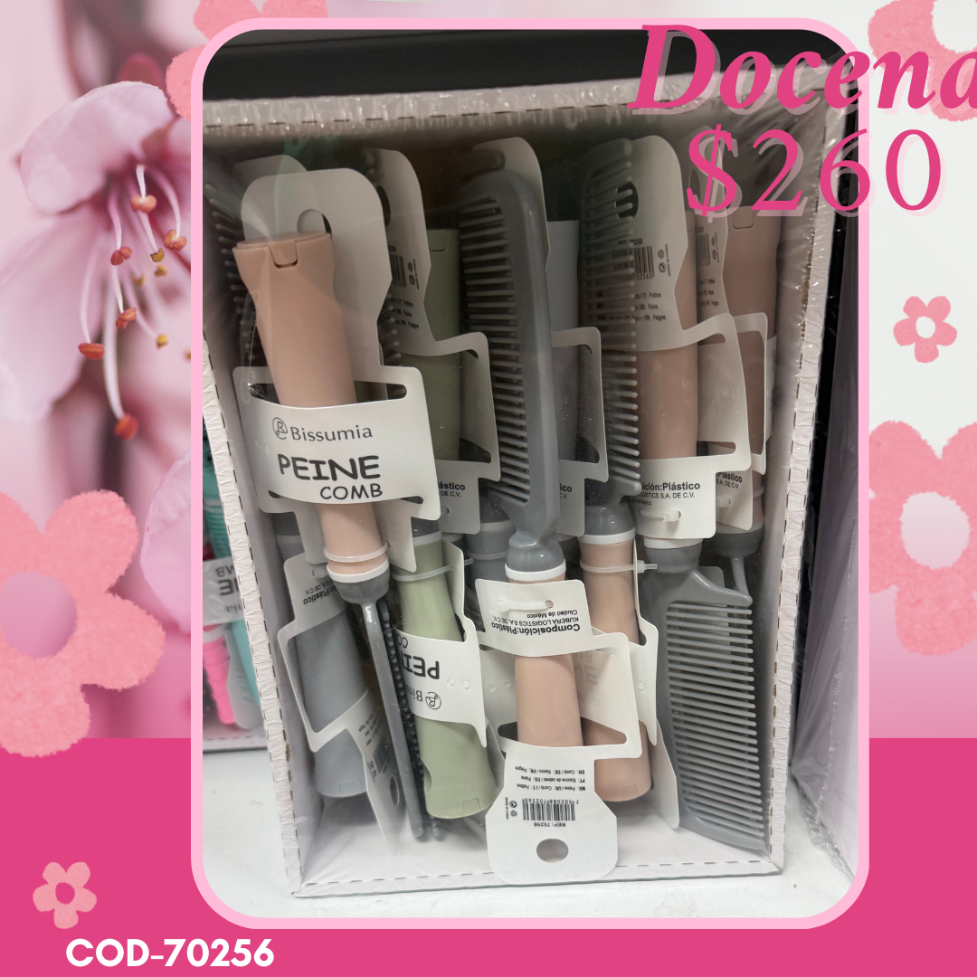 peine grueso en tonos nut, docena, codigo 70256
