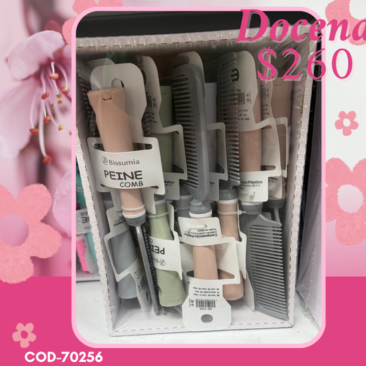 peine grueso en tonos nut, docena, codigo 70256