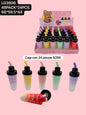 gloss en forma de vasito con popote, caja con 24 piezas, codigo lg3806