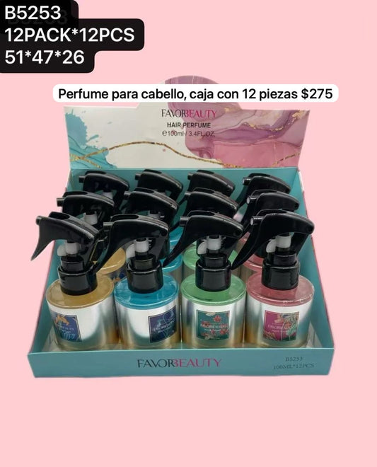 caja con 12 perfumes para cabello, codigo b5253