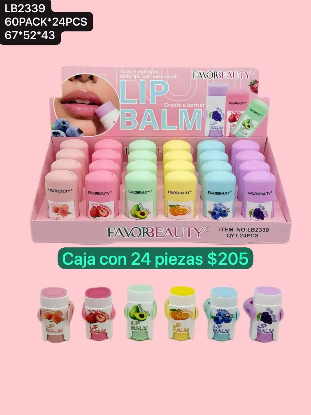 balsamo en barra, caja con 24 piezas, codigo LB2339