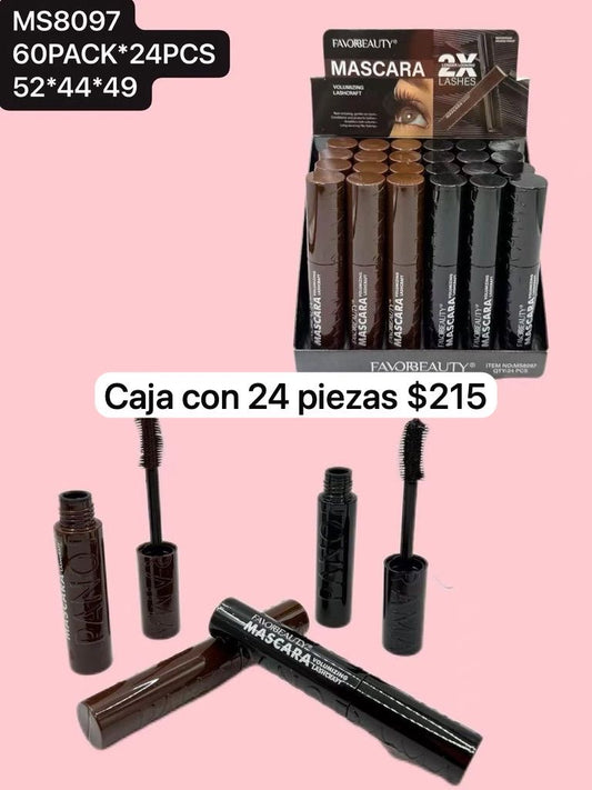 mascara de pestañas cafe y negra, caja con 24 piezas, codigo ms8097