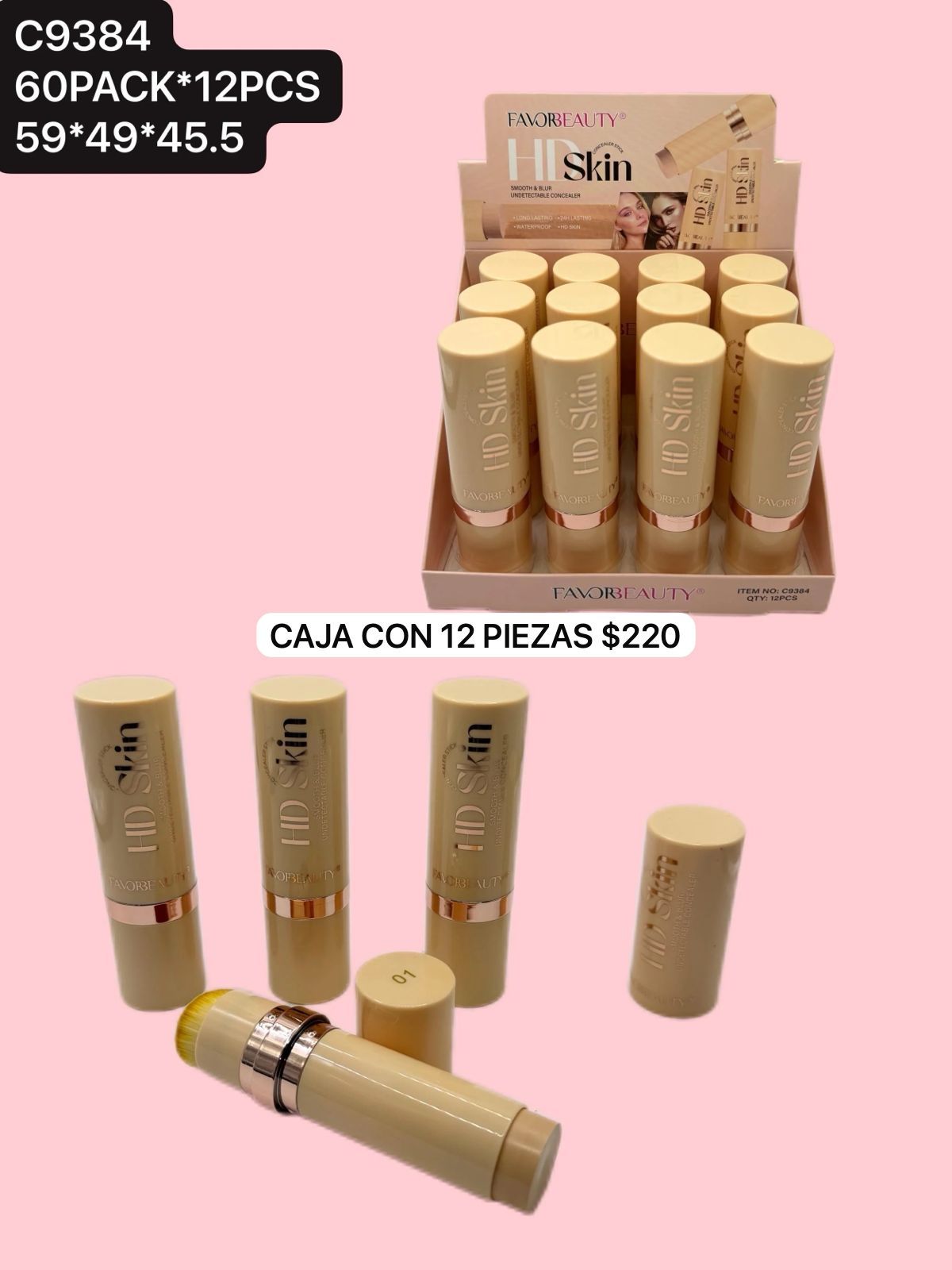 caja con 12 maquillajes en barra, codigo c9384