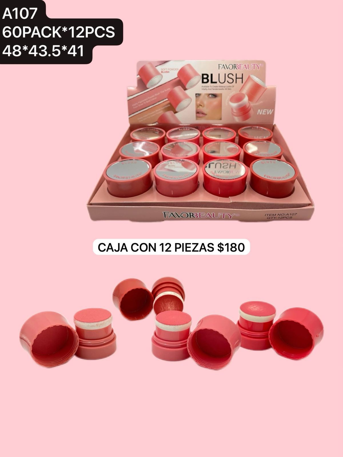 caja con 12 rubores codigo a107