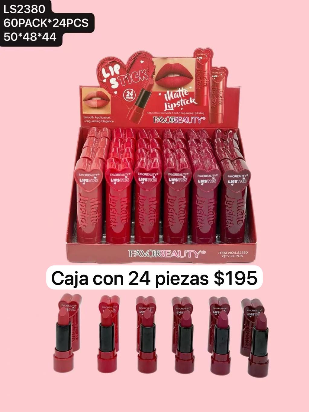 caja con 24 labiales, codigo ls2380