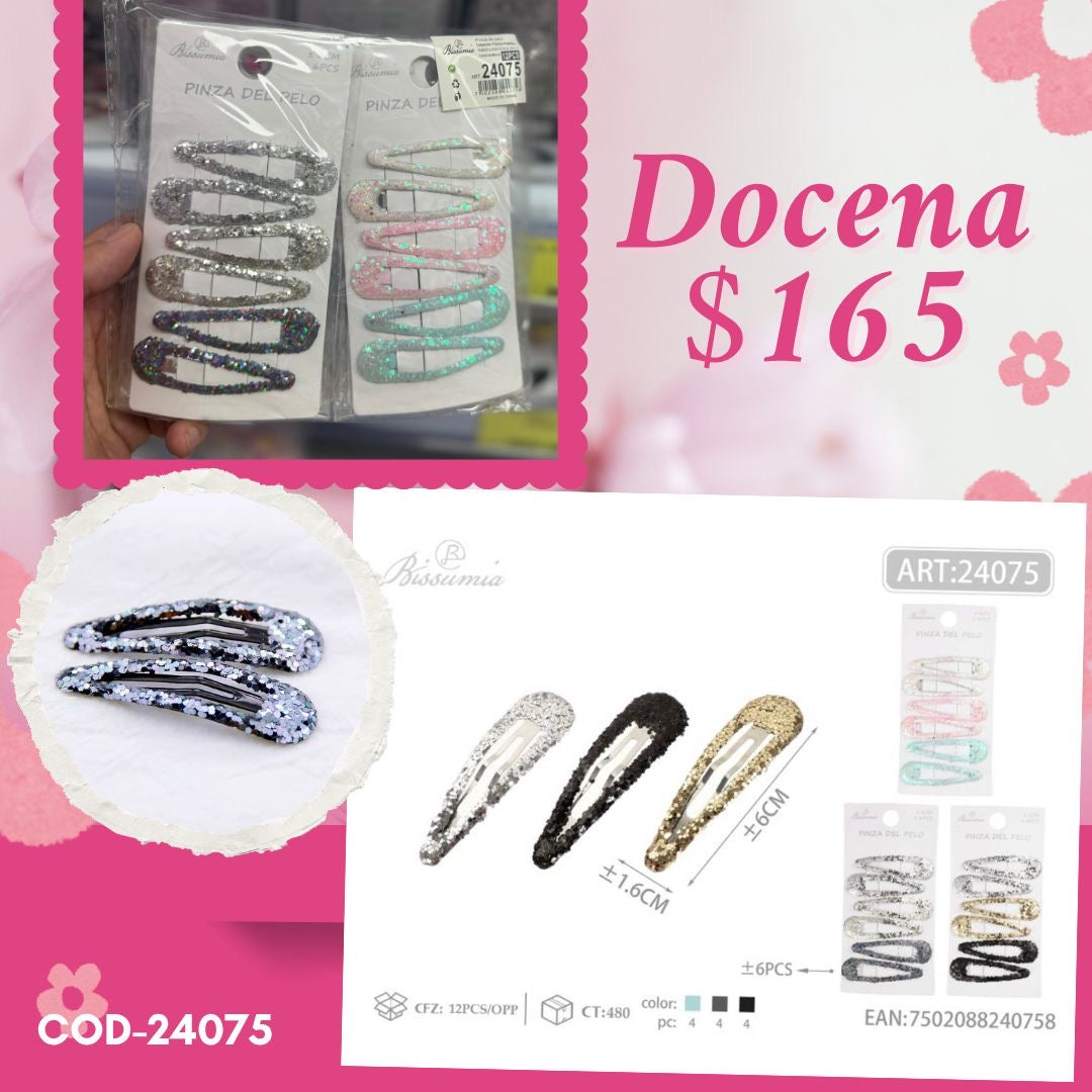 cucas con diamantina en set,  12 set, codigo 24075