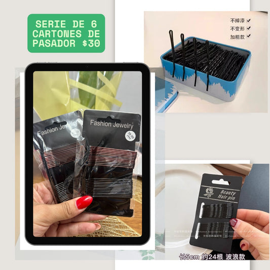 pasador, paquete con 6 cartones, codigo a65