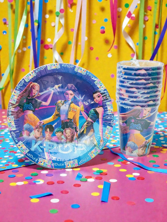 paquete de 10 vasos o 10 platos k-pop modelo 2 codigo a106