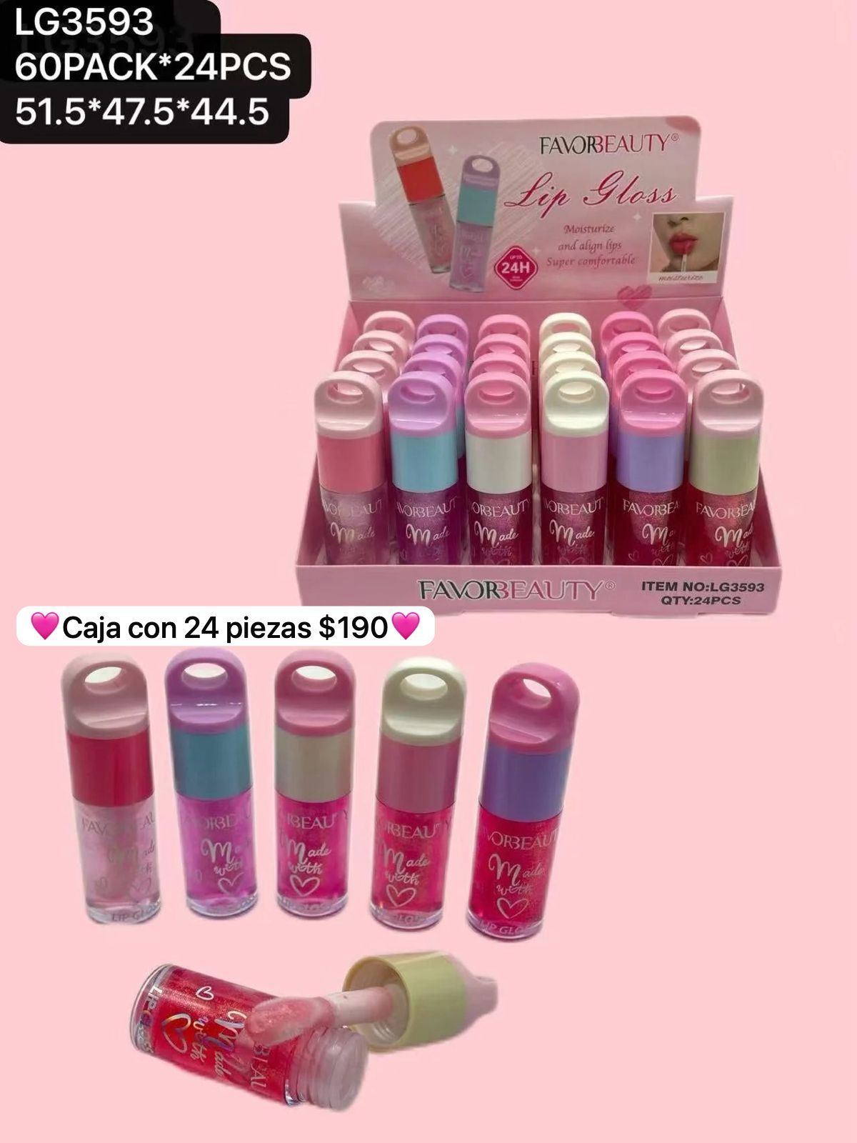 caja con 24 gloss, codigo lg3593