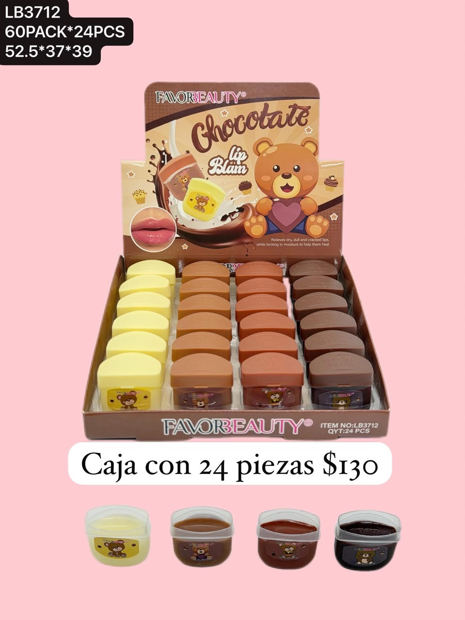 Balsamos de chocolate, caja con 24 piezas, codigo LB3712