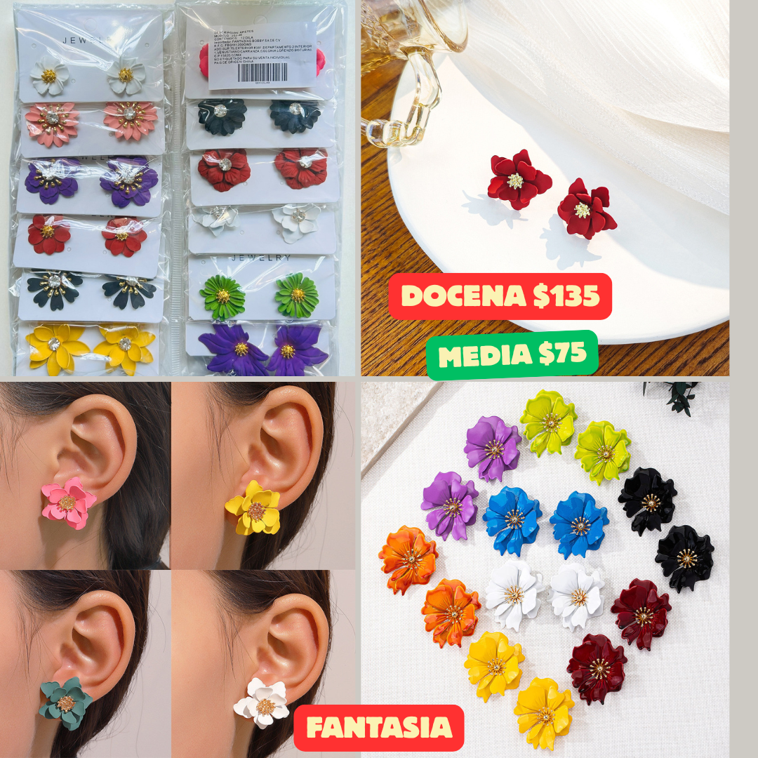 arete de flores fantasia, codigo a5