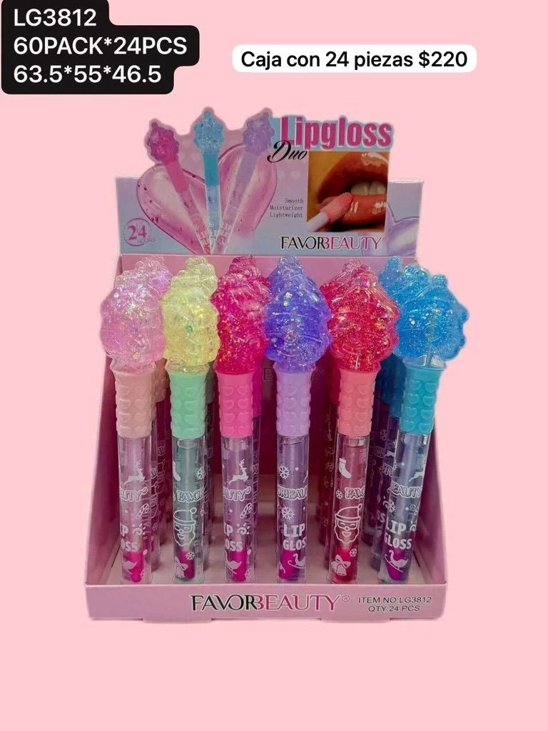 lip gloss, caja con 24 piezas, codigo lg3812