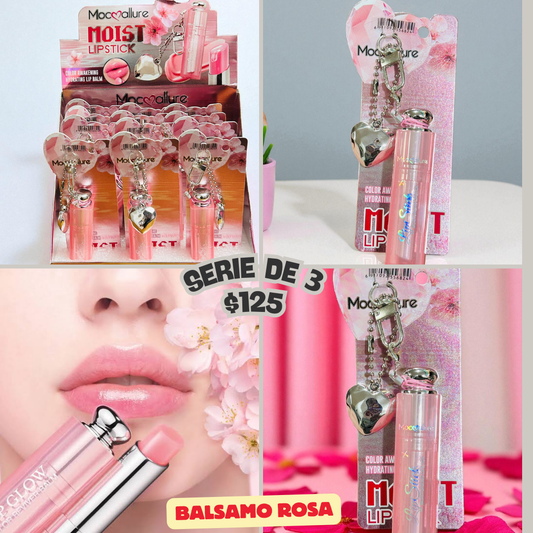 Balsamo rosado con llavero, serie de 3 piezas,  código a233