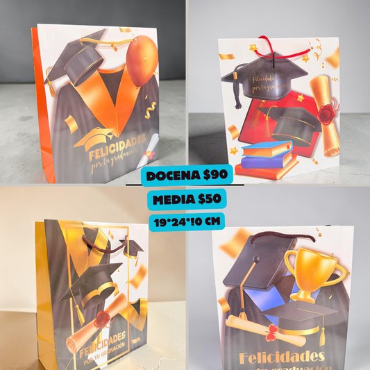 bolsa de graduacion economica chica, mide 19*24*10 cm, codigo a902