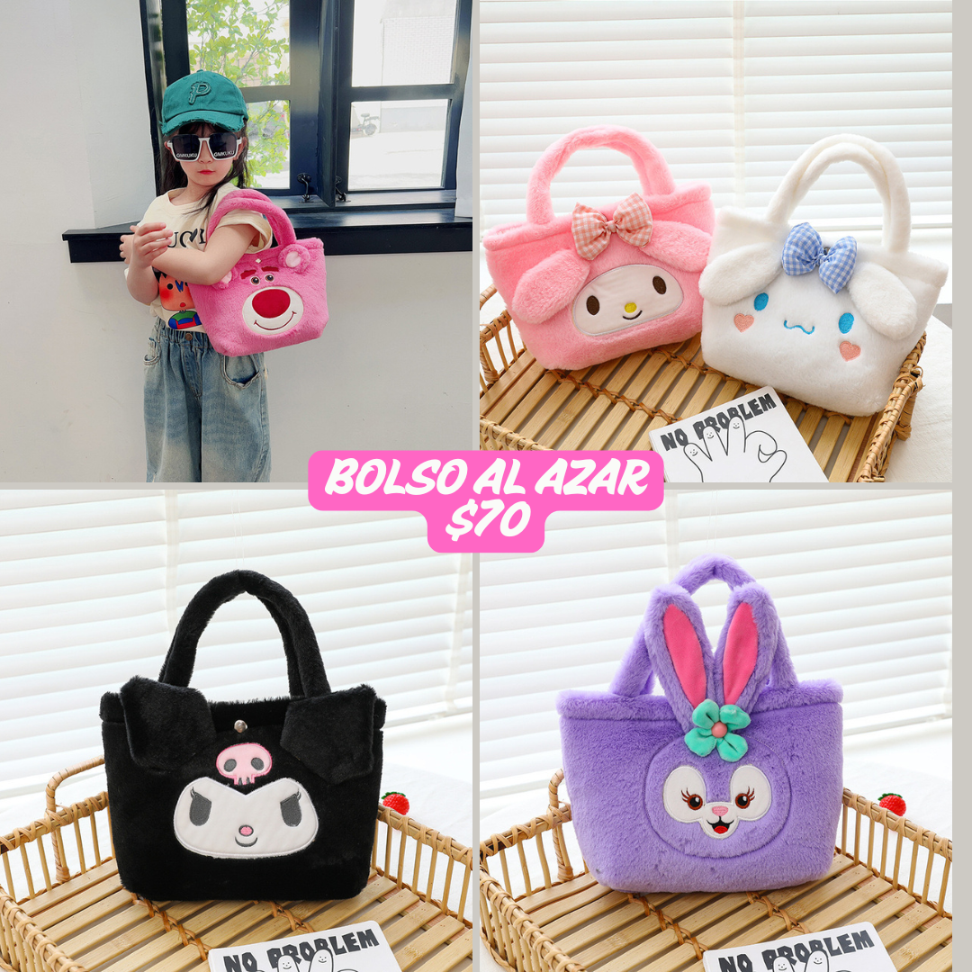 Bolso de peluche de personajes, al azar, codigo a273