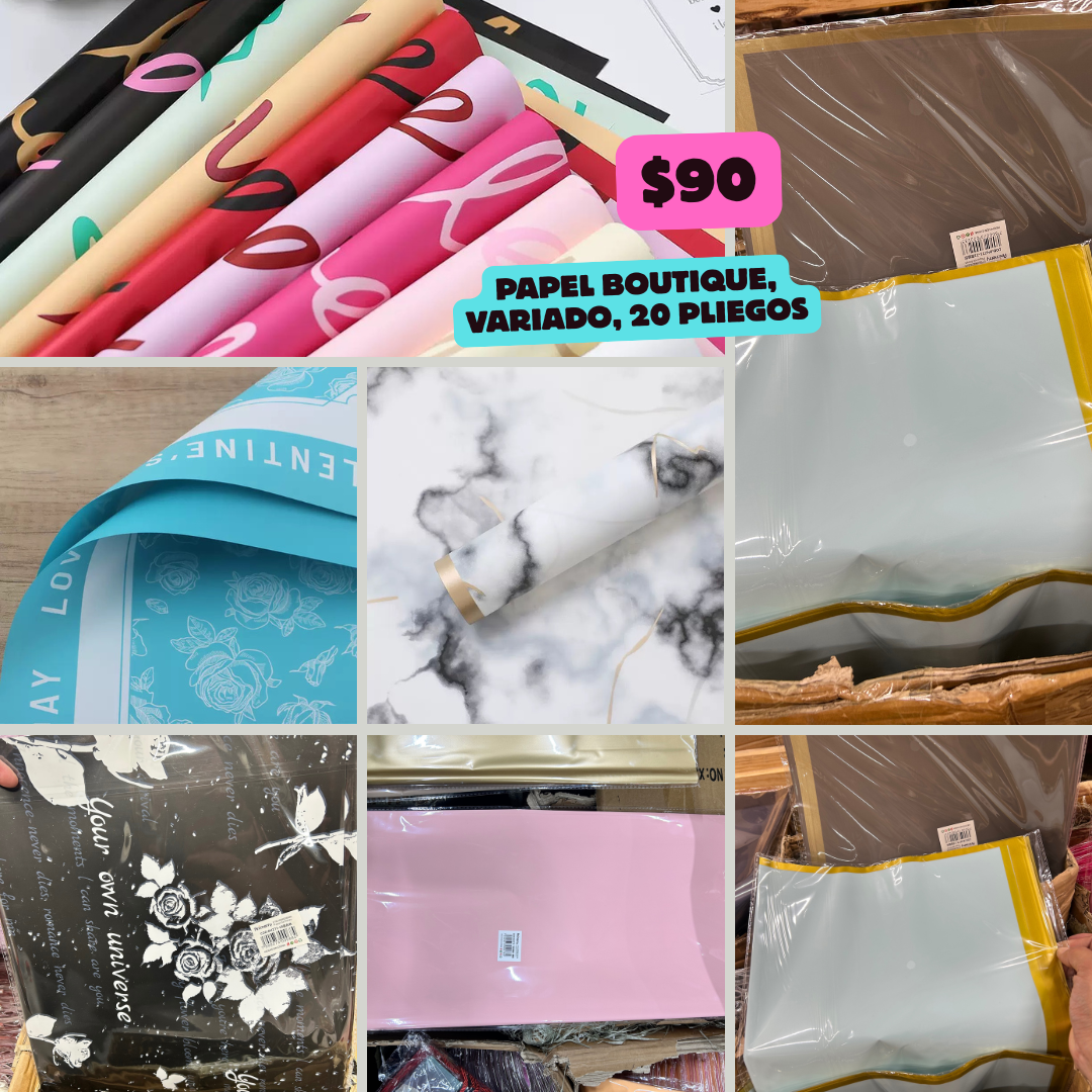 paquete de 20 pliegos de papel coreano variado, codigo PAPEL