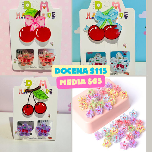 mini pinzas y broche de cereza, codigo a805