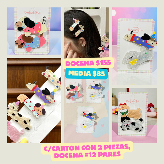 broches de perritos en par, acrilico, codigo a231