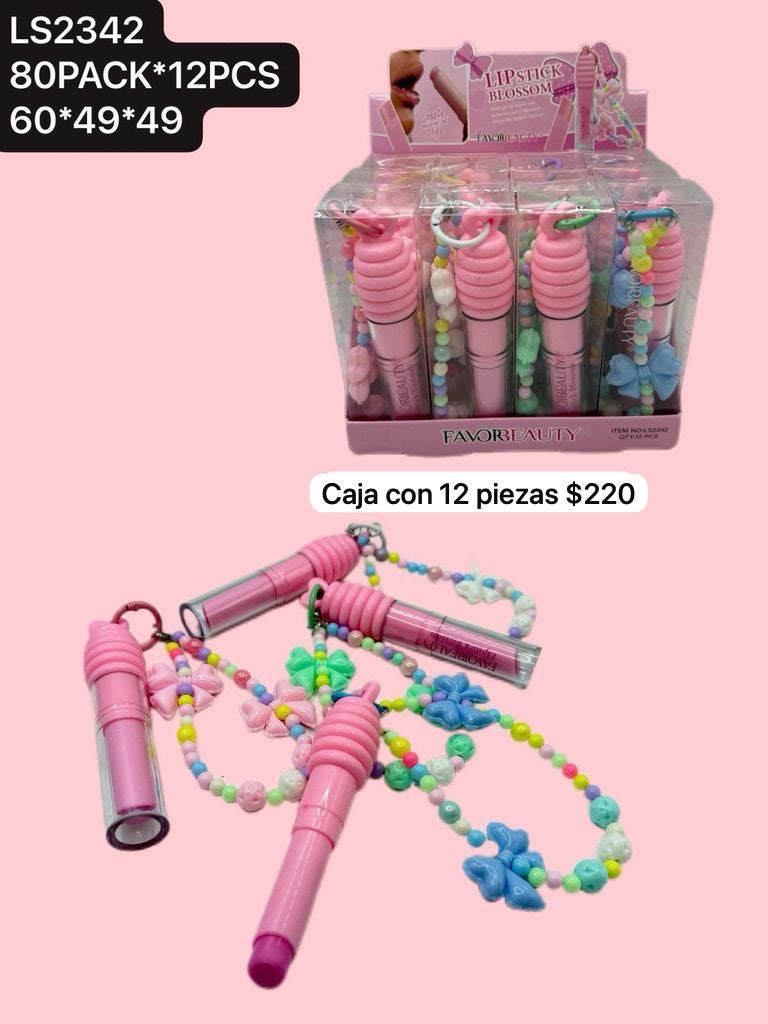 gloss con llavero, caja con 12 piezas, codigo ls2342
