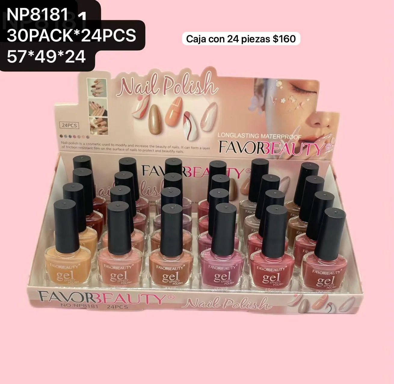 caja con 24 esmaltes nut, codigo np8181