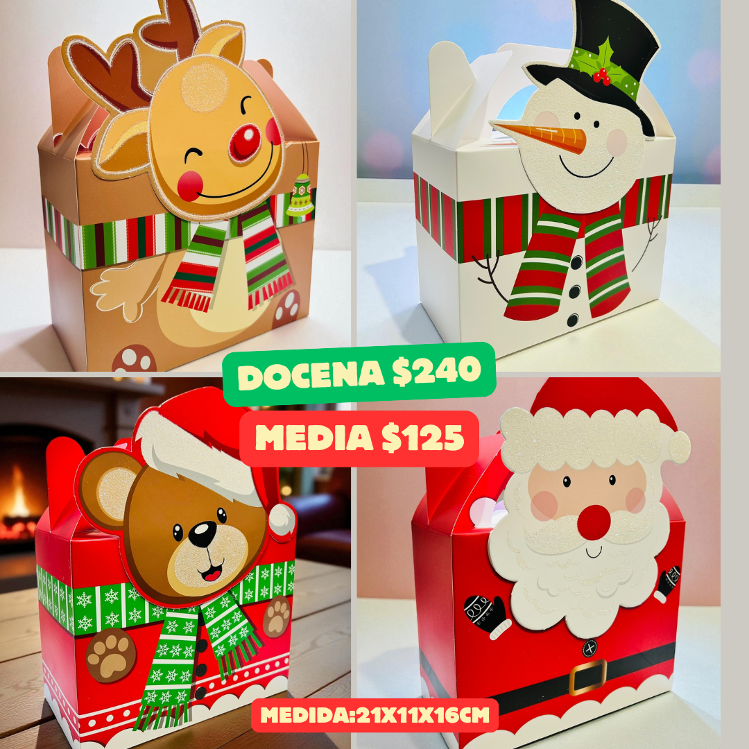 caja de 4 figuras navideñas, 21x11x16 cm, codigo a905