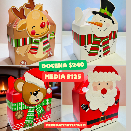 caja de 4 figuras navideñas, 21x11x16 cm, codigo a905