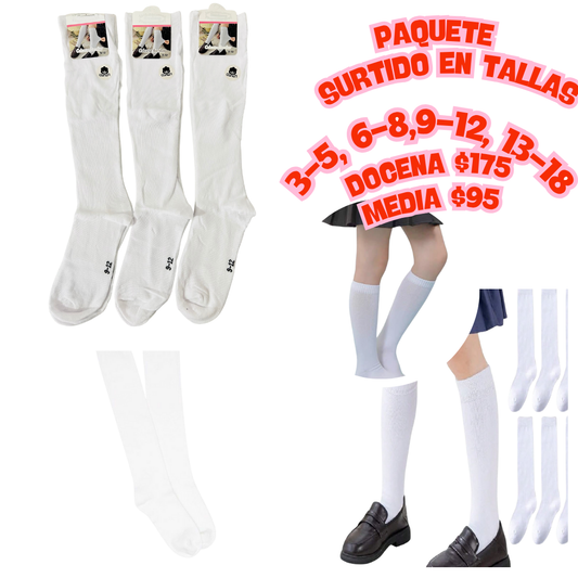 calceta escolar, 4 tallas, codigo a51