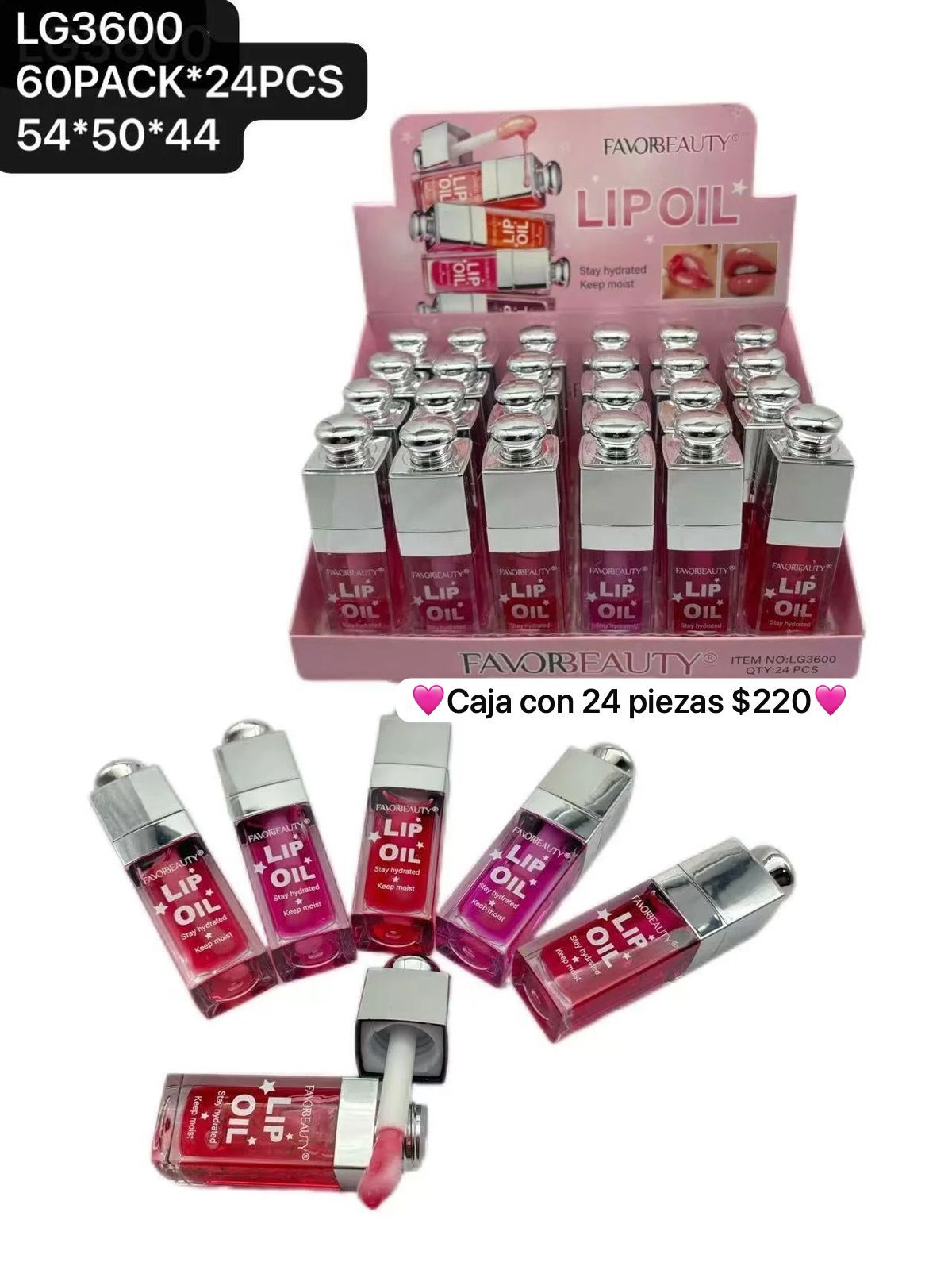 caja con 24 gloss, codigo lg3600