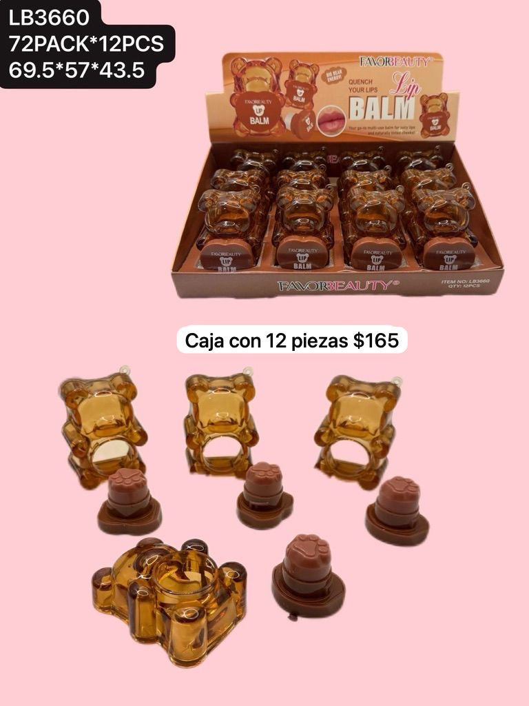 caja con 24 balsamos osito, codigo lb3660