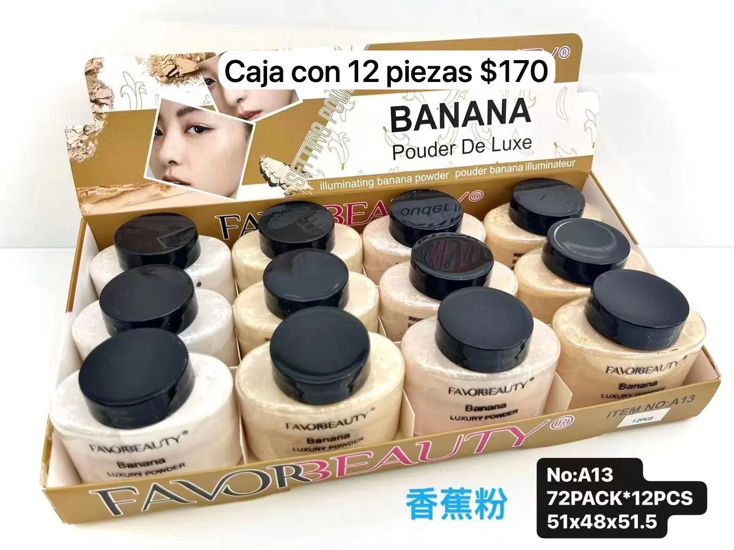 polvo banana, caja con 24 piezas, codigo A13