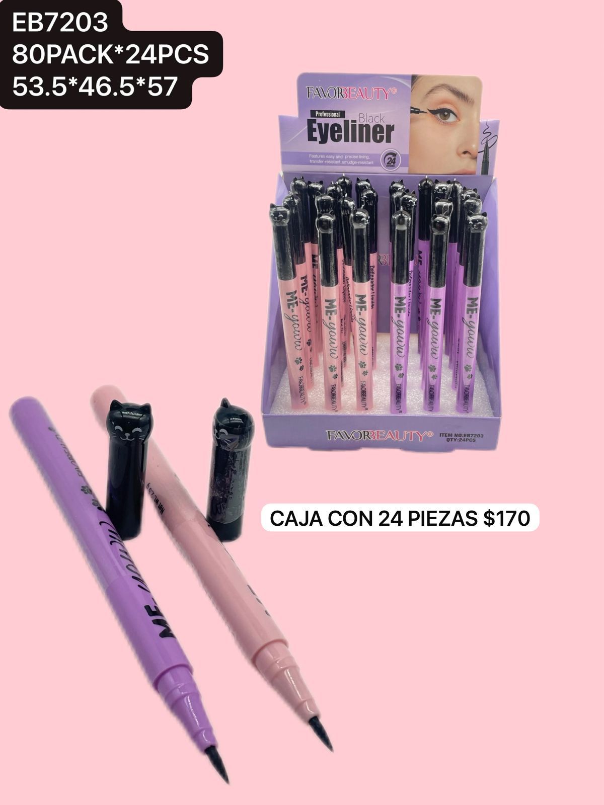 delineador negro, caja con 24 piezas, codigo EB7203