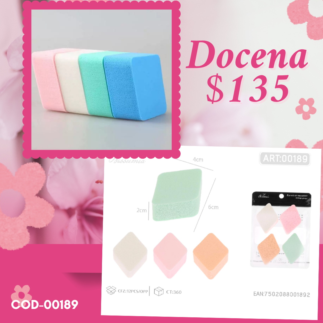 set de esponjas cuadradas, 12 sets, codigo 00189