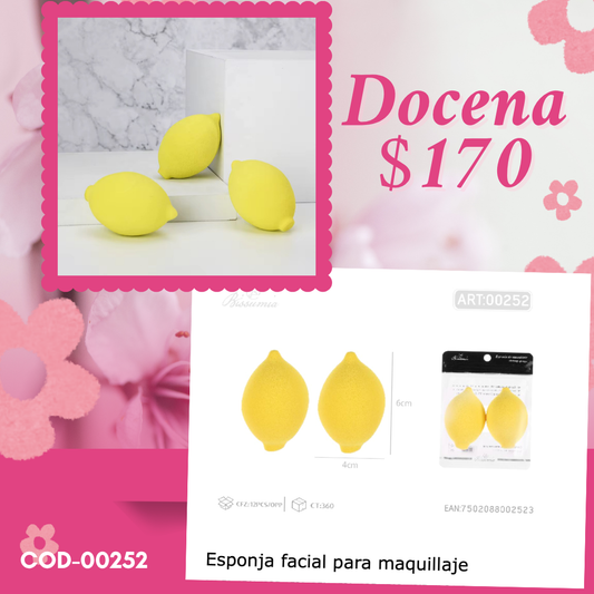 set de esponjas en forma de limon, 12 sets, codigo 00252