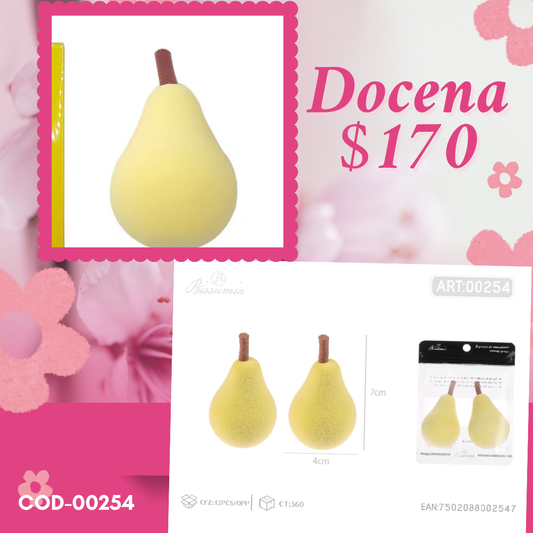 esponjas en forma de pera en set, 12 sets, codigo 00254