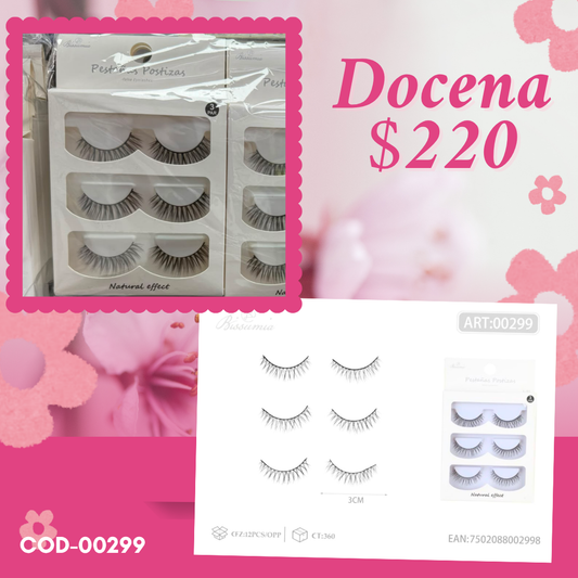 set de pestañas triples, 12 sets, docena, codigo 00299