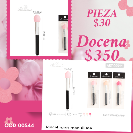 brocha paa maquillaje con esponja, docena, codigo 00544