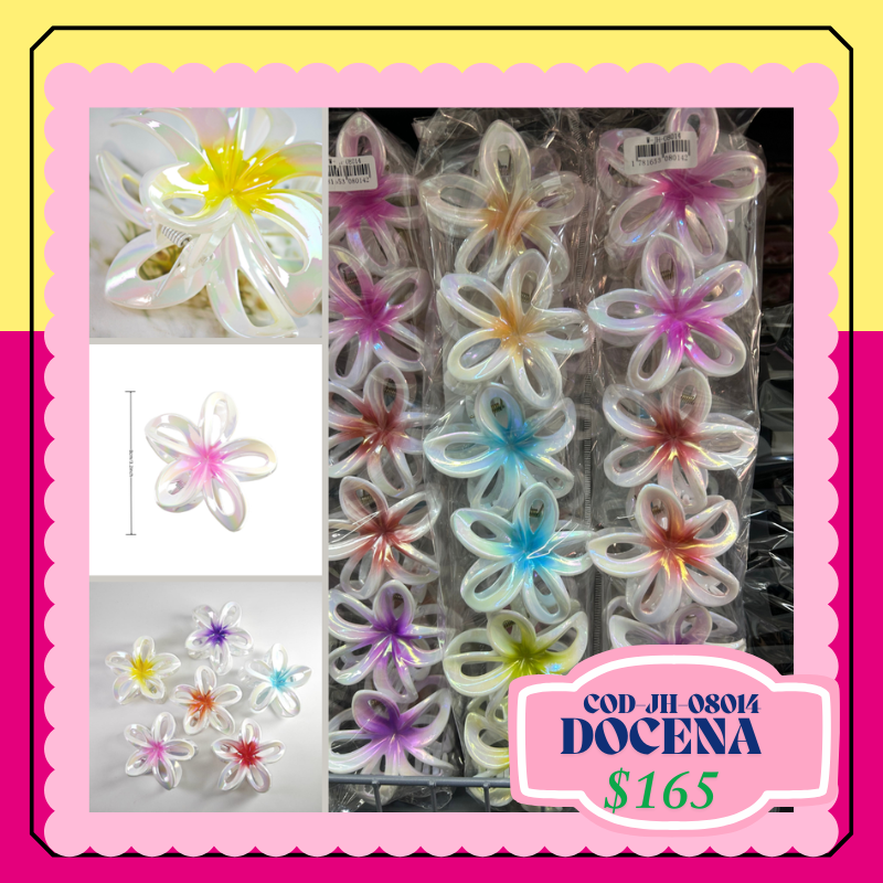 pinza en flor brillosa, codigo JH-08014