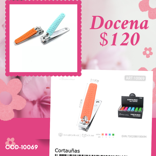 cortaúñas de 5.5 cm de colores, docena, codigo 10069