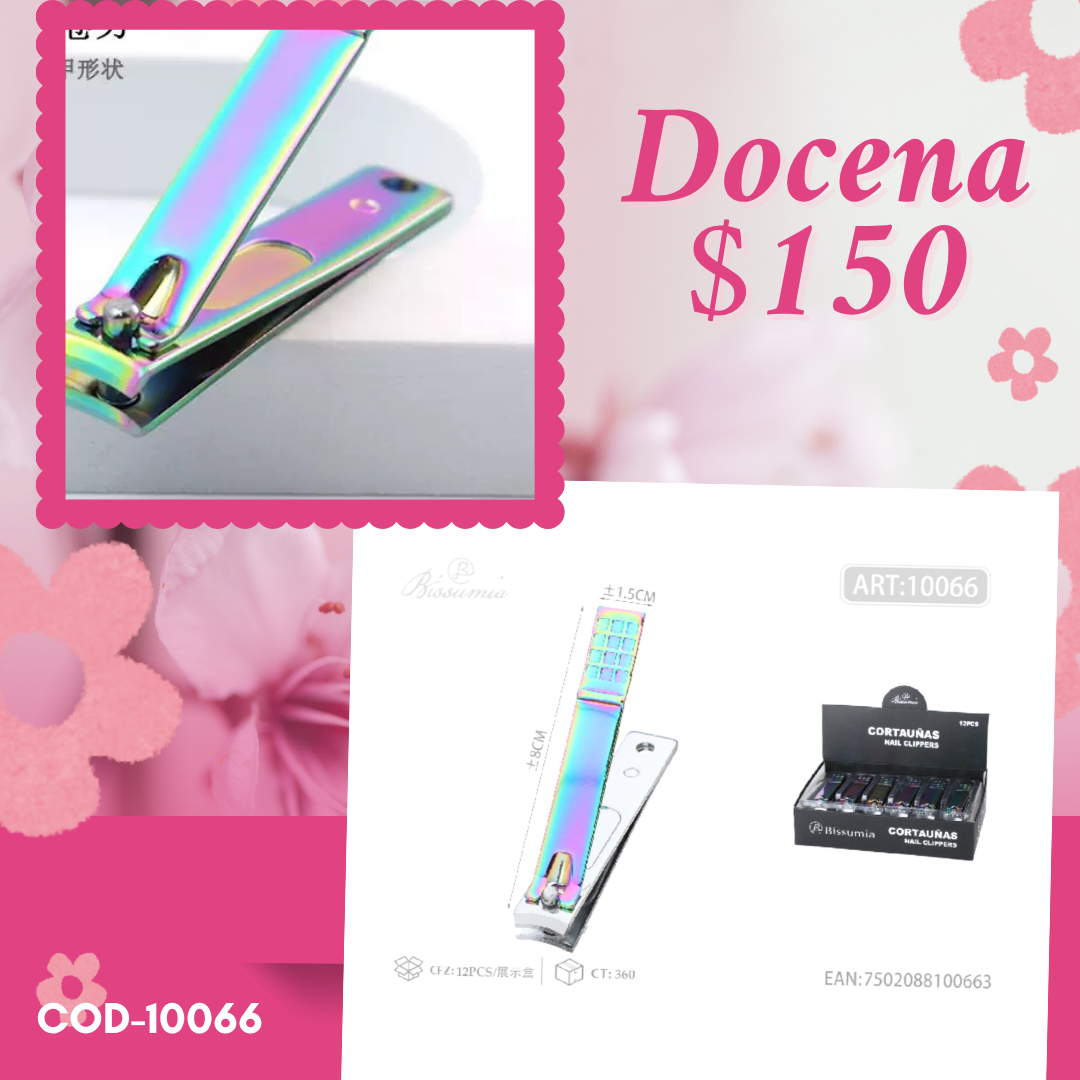 cortaúñas tornasol de 8 cm, docena, codigo 10066